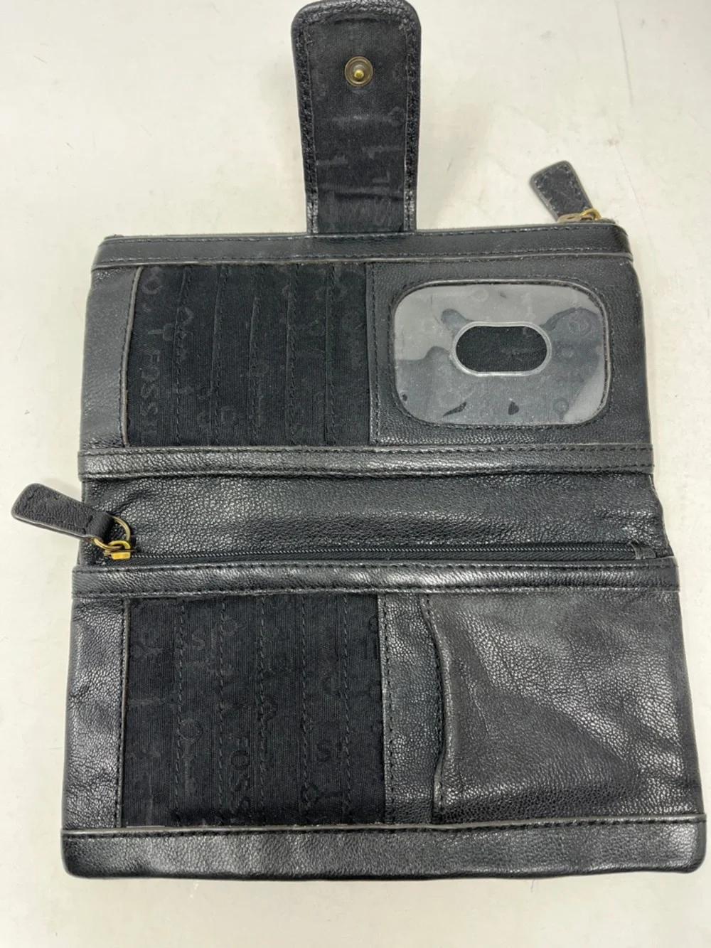 FOSSIL LONG LIVE VINTAGE 1954 Black Genuine Leather Emory Wallet Organizer